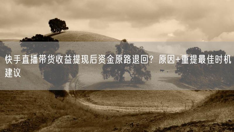 快手直播带货收益提现后资金原路退回？原因+重提最佳时机建议