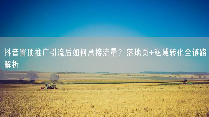 抖音置顶推广引流后如何承接流量？落地页+私域转化全链路解析