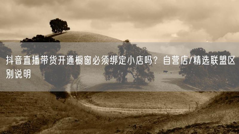 抖音直播带货开通橱窗必须绑定小店吗？自营店/精选联盟区别说明